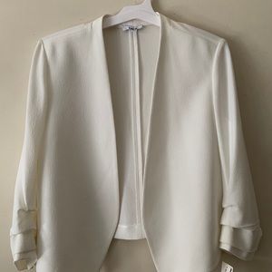 Bar iii White Ruched Blazer